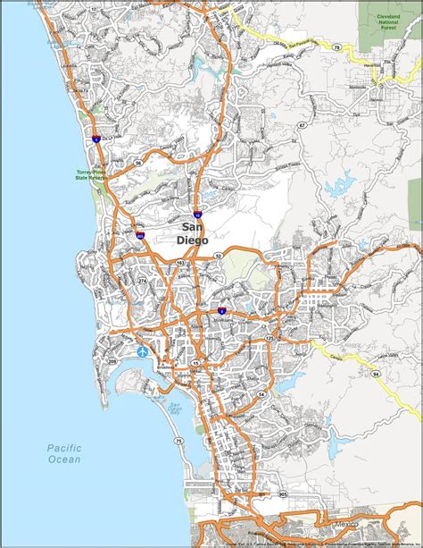 A MAP of San Diego Area